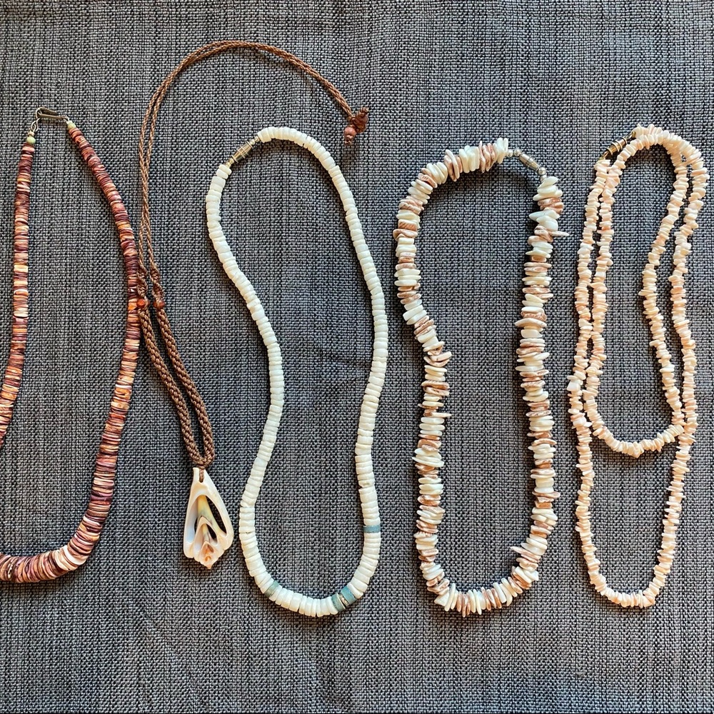 Bundle of 5 Hawaiian Inspired Shell Puka Shell Necklaces
